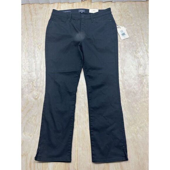 NYDJ Jeans Sz 12 Black Sheri Slim Ankle Riveted Slits Sz 12 New! $99 Lift Tuck - Picture 1 of 4